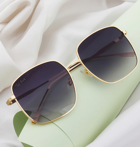 Unisex Grey UV Protected Square Sunglasses